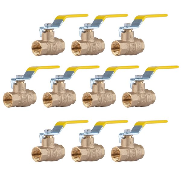 Hausen 3/8 in. Lead Free Brass Threaded FIP x FIP Ball Valve, 10PK HA-BV122-10